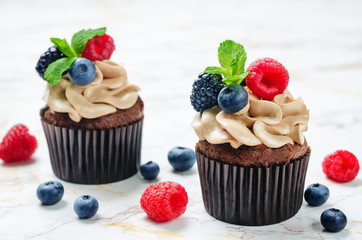chocolate cupcakes with chocolate cream cheese frosting