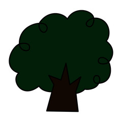 Cute tree cartoon illustration isolated on white background for children color book