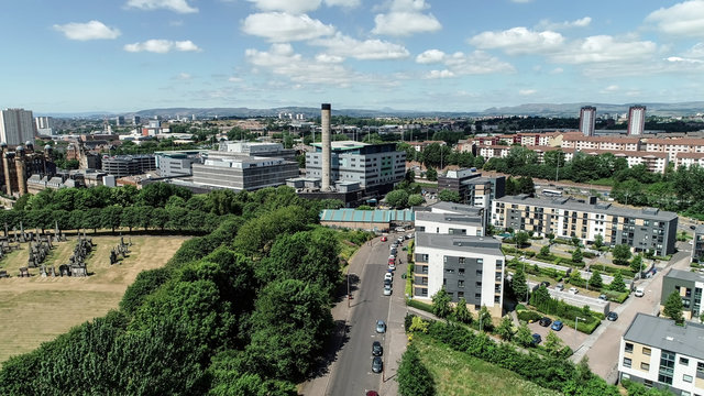 Aerial image over the new Royal Infirmary, Glasgow.