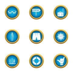 Great tour icons set. Flat set of 9 great tour vector icons for web isolated on white background