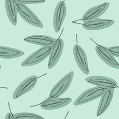 Seamless green leaf pattern. Eucalyptus leaves background.