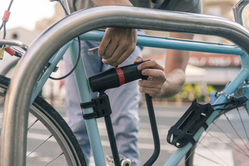 man with a vintage bicycle