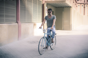 man with a vintage bicycle