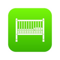 Baby bed icon digital green for any design isolated on white vector illustration