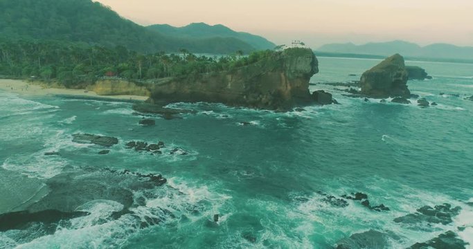 Papuma beach rock beautiful aerial view, Indonesia