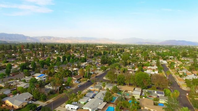 Aerial shot over North Hills, California