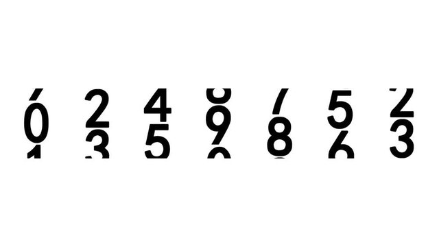 Black numbers of the counter on white background displays one million, 3d animation.