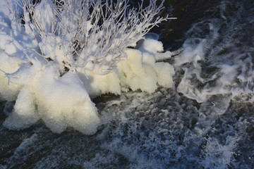 river in winter with snow and ice