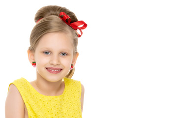 Portrait of a little girl close-up.