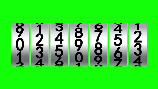 White rollers of counter on green screen displays one million, 3d animation.