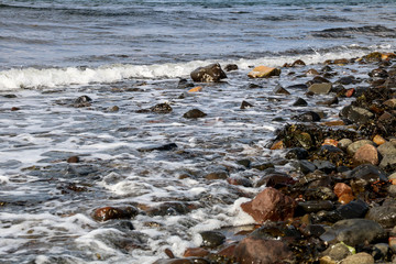 Waves Breaking on a Rocky Coastal Beach