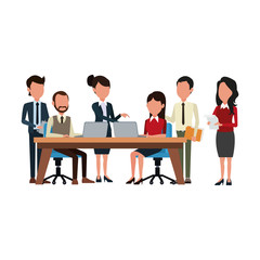 Business teamwork working at office vector illustration graphic design