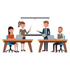 Business meeting exposing with whiteboard vector illustration graphic design