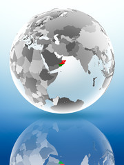 Obraz na płótnie Canvas Oman on political globe