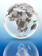 Central Africa on political globe