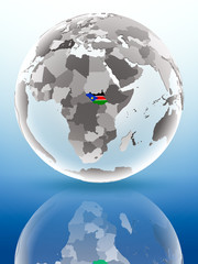 South Sudan on political globe