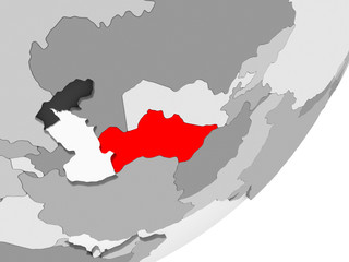 Turkmenistan in red on grey map