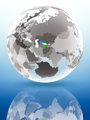 Uzbekistan on political globe