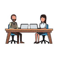 Business teamwork working at office vector illustration graphic design