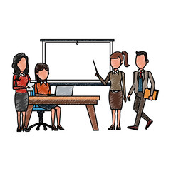 Business meeting exposing with whiteboard vector illustration graphic design