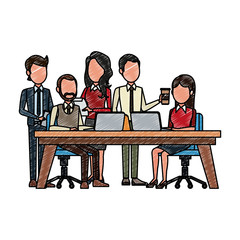 Business teamwork working at office vector illustration graphic design