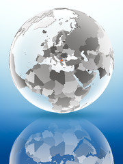 Macedonia on political globe