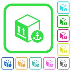 Sea package transportation vivid colored flat icons