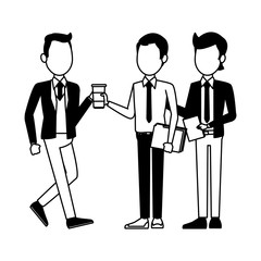 Business teamwork working with documents and coffee vector illustration graphic design