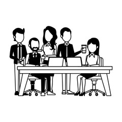 Business teamwork working at office vector illustration graphic design