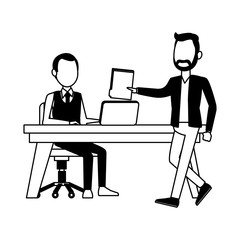 Businessmens working with laptop vector illustration graphic design