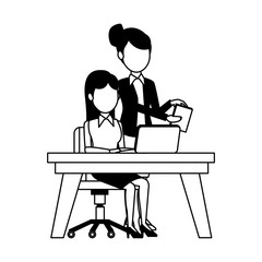 Business woman with profit reports vector illustration graphic design