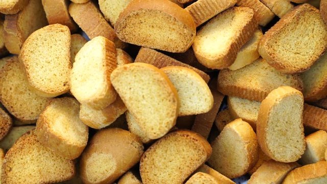 Footage crispy rusk rotate background.