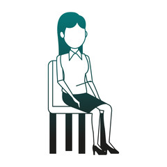 Business woman seated at chair vector illustration graphic design