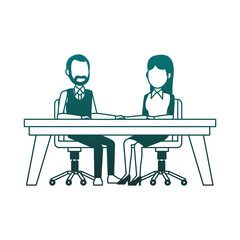 Business couple on desk vector illustration graphic design