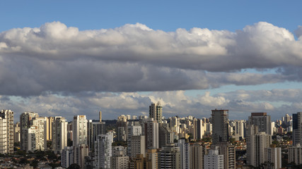 Large buildings in the big city and a beautiful sunny sky, Brazil South America 