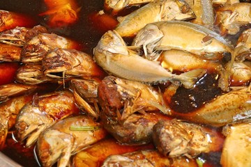 Boiled fish sauce at market