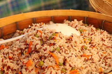steamed sticky rice at market