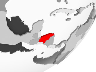 Honduras in red on grey map