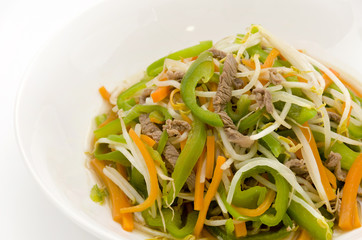 野菜と細切り豚肉の炒め物