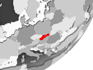 Slovakia in red on grey map