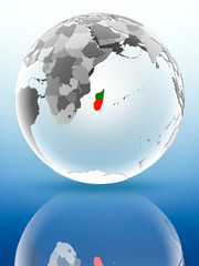 Madagascar on political globe