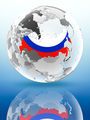 Russia on political globe
