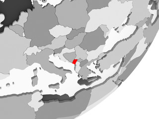 Montenegro in red on grey map