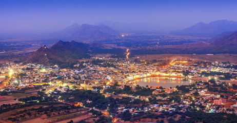 Fototapeta premium Pushkar Holy City in anticipation of the night, Rajasthan, India
