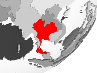 Thailand in red on grey map