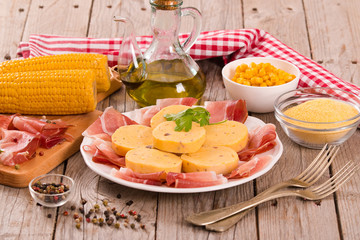 Speck ham and polenta.