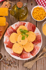 Speck ham and polenta.