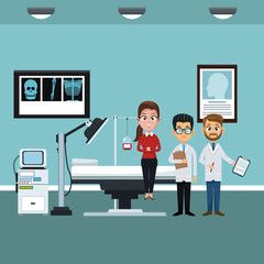 Medical teamwork at doctors office vector illustration graphic design