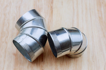 Ventilation pipes on the of the Industrial building. Details of installation Ventilation system, close up