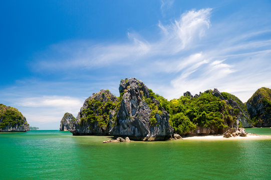A little quiet beach on Halong bay
